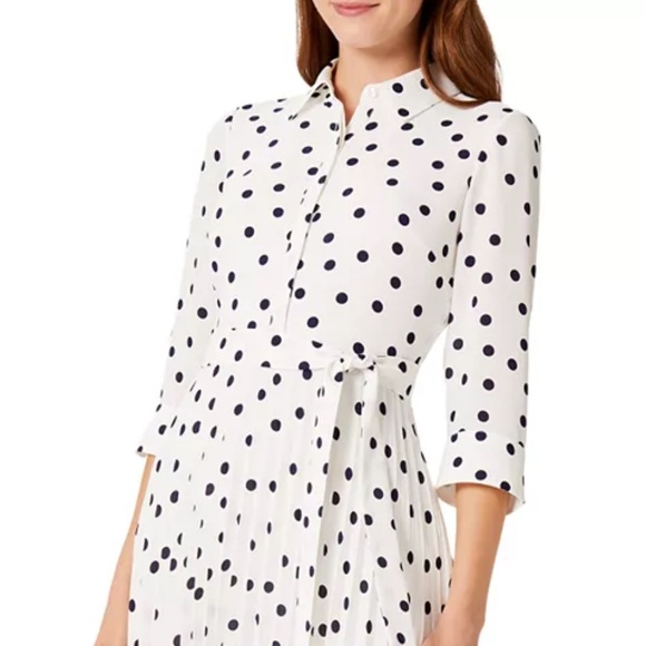 •HOBBS London• Leona Spot Print‎ Midi Shirt Dress in White & Black Size 2 - Picture 13 of 15
